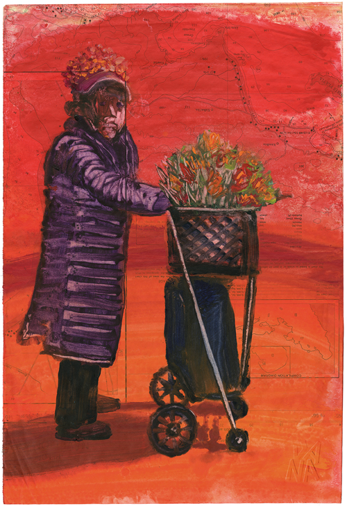 Dana Smith painting titled Sunset Flower Lady